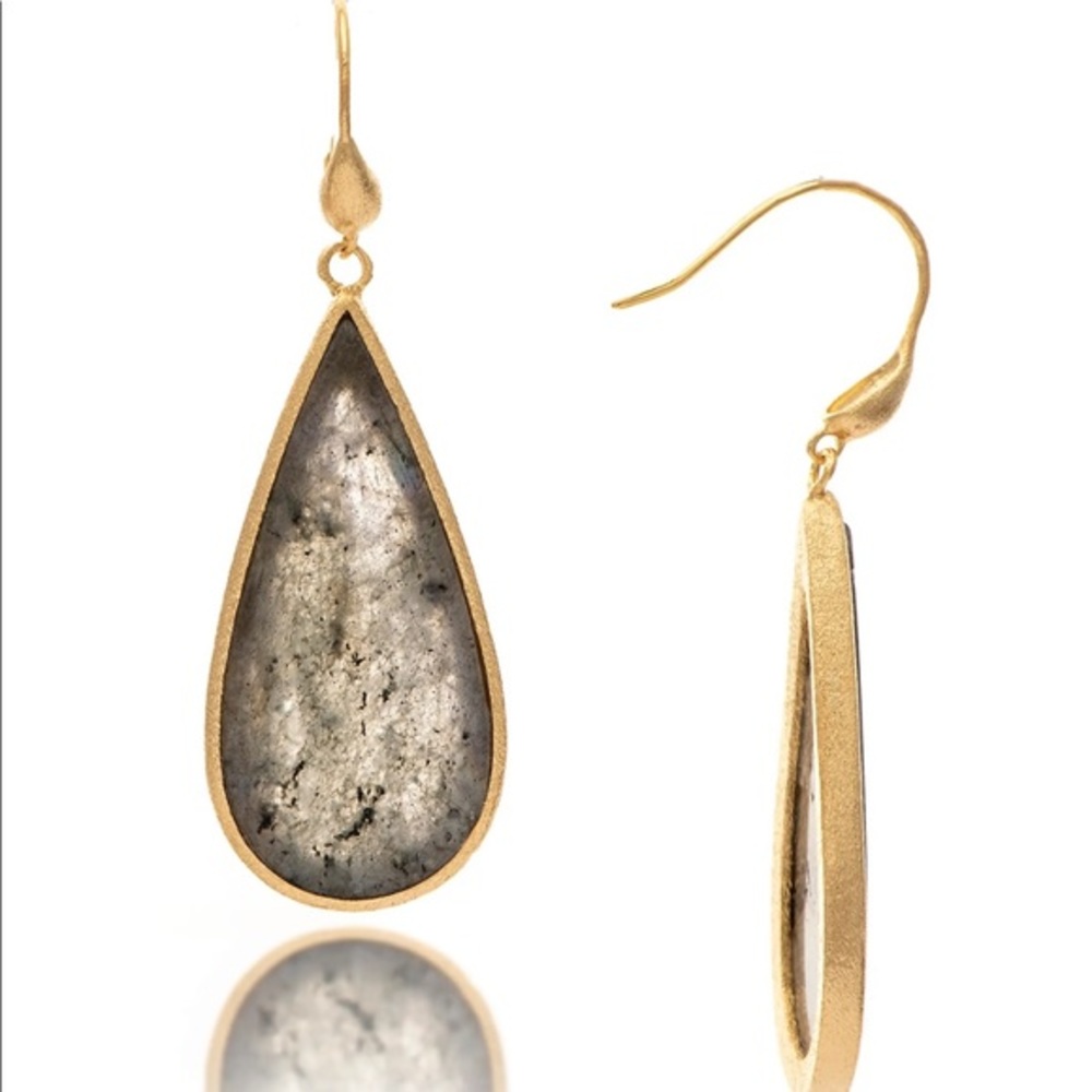 Rivka Friedman 18K Gold Clad Amber Tear Earrings